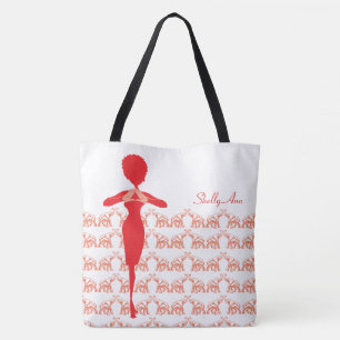 Tela bolso de encargo del monograma del elefante rojo