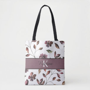 Tela Bolso de flores acuarela monogramado