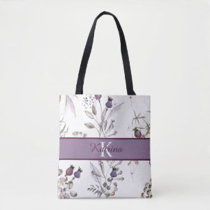 Tela Bolso de flores acuarela monogramado