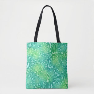 Tela bolso de flores de batik verde