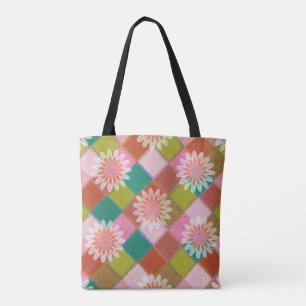 Tela bolso de flores de margarita de los 70