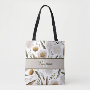 Tela Bolso de flores monogramadas