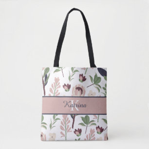 Tela Bolso de flores monogramado