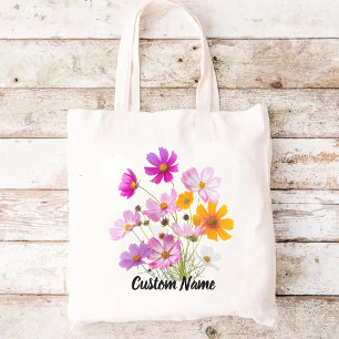 Tela Bolso de flores silvestres, Bolso con nombre perso