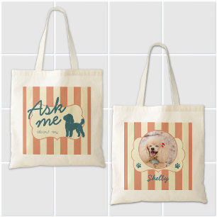 Tela Bolso de Foto de Caniche Personalizado con Rayas d