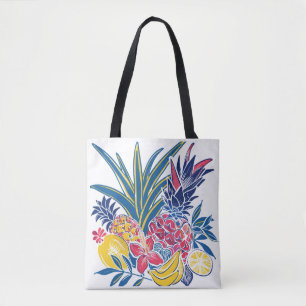 Tela Bolso de Frutas Tropicales y Flor de Hibisco Vibra
