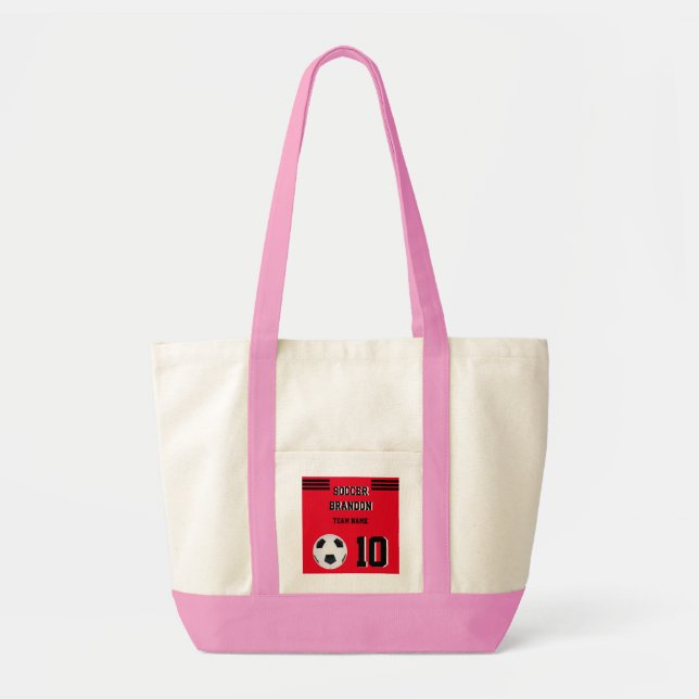 Tela bolso de fútbol bolso jugador rosa gol negro perso (Frente)