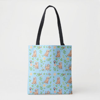 Tela Bolso de Golden Retriever Cute Pastel Primavera Pe