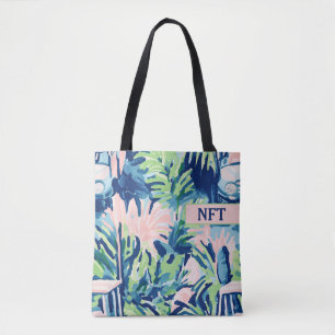 Tela Bolso de golf tropical floral con monograma