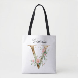Tela Bolso de hombro con impresión floral dorada person