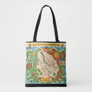 Tela Bolso de hombro con mapa colorido de Burdeos Franc