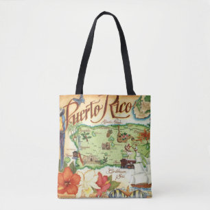 Tela Bolso de hombro con mapa de Puerto Rico