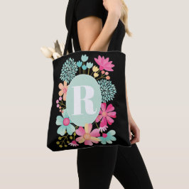 Tela Bolso de hombro con monograma floral de Gouache de