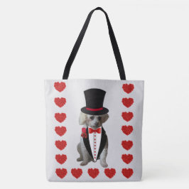 Tela Bolso de hombro gris de Poodle "Thinking of You"