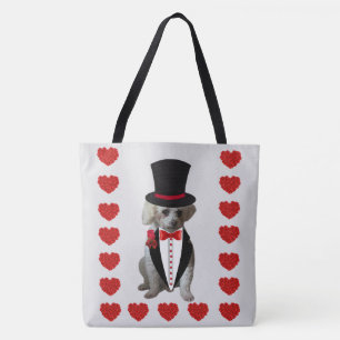 Tela Bolso de hombro gris de Poodle "Thinking of You"