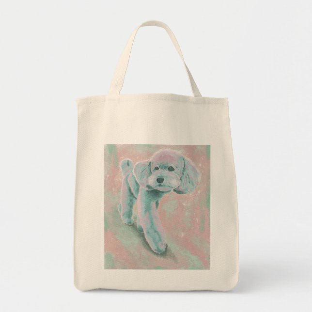 Tela Bolso de ilustración artística de caniche pastel s (Frente)