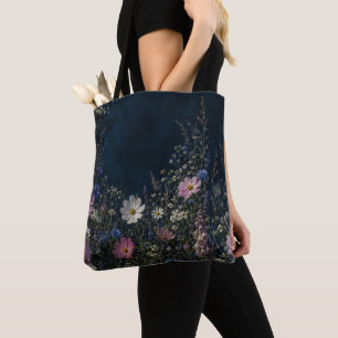 Tela Bolso de jardín nocturno floral oscuro de flores s