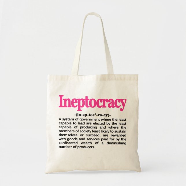 Tela Bolso de la definición de Ineptocracy (Frente)