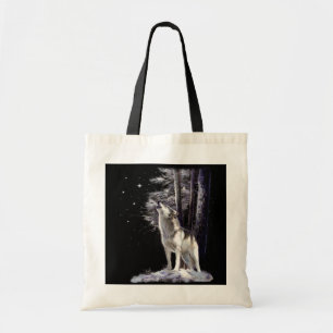 Tela Bolso de la fauna con escena romántica del lobo