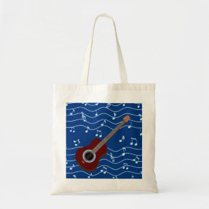 Tela bolso de la guitarra y de las notas musicales
