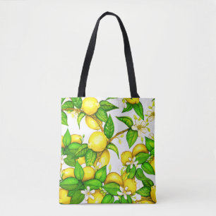 Tela Bolso de la impresión del limón en blanco