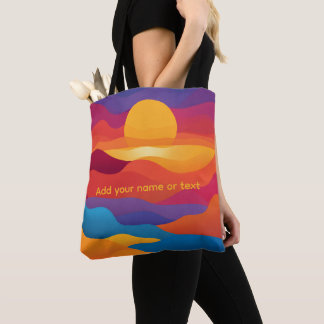 Tela Bolso de la puesta del sol ondulada abstracta retr