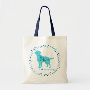 Tela Bolso de Labrador Retriever azul pastel personaliz
