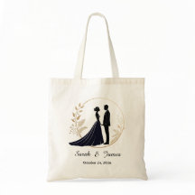 Bolso de lona con silueta personalizada de novia y