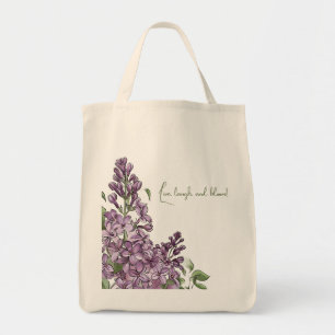 Tela Bolso de lona floral botánico de lila púrpura eleg