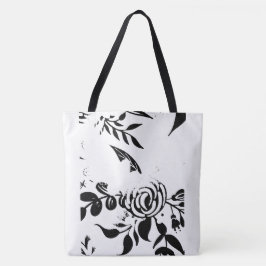 Tela Bolso de lona floral clásico en blanco y negro des