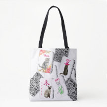 Bolso de Mahjong con fichas de gato