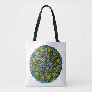 Tela Bolso de mandala estallido de estrellas verde bril