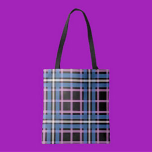 Tela Bolso de mano a cuadros azul intenso y lavanda