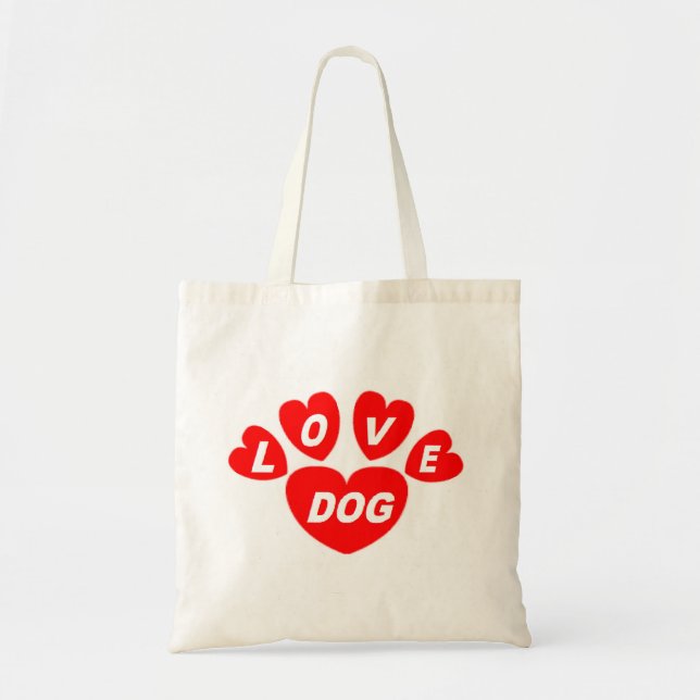 Tela Bolso de mano Amor Perro Corazón Rojo (Frente)