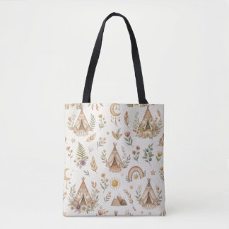 Tela Bolso de mano boho Tipi con nombre personalizado p