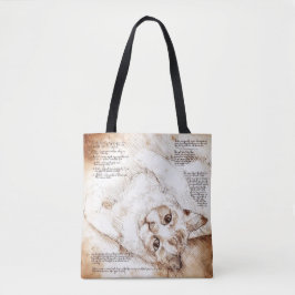 Tela Bolso de mano con boceto de gato de Leonardo da Vi