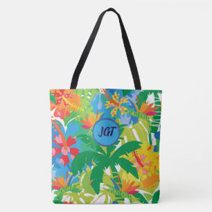 Tela Bolso de mano con bosque tropical y monograma pers