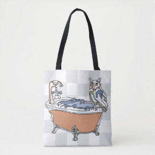 Tela Bolso de mano con búho y bañera