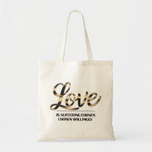 Bolso de mano con cita de amor de papel de oro
