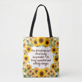 Tela Bolso de mano con cita de verdadera amistad – Tend