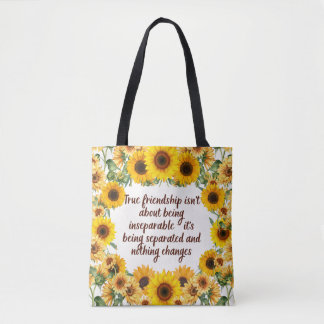 Tela Bolso de mano con cita de verdadera amistad – Tend