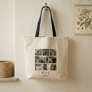 Tela Bolso de mano con collage personalizado de 8 fotos