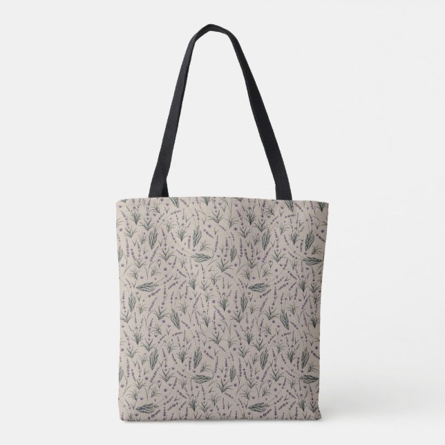 Tela Bolso de mano con estampado botánico de lavanda (Reverso)
