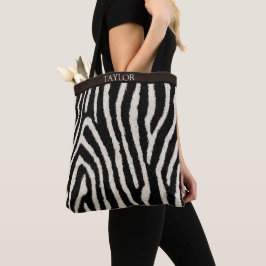 Tela Bolso de mano con estampado de cebra y nombre pers