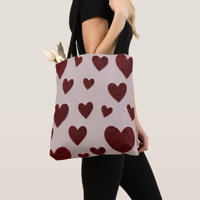 Tela Bolso de mano con estampado de corazones (Detalle)