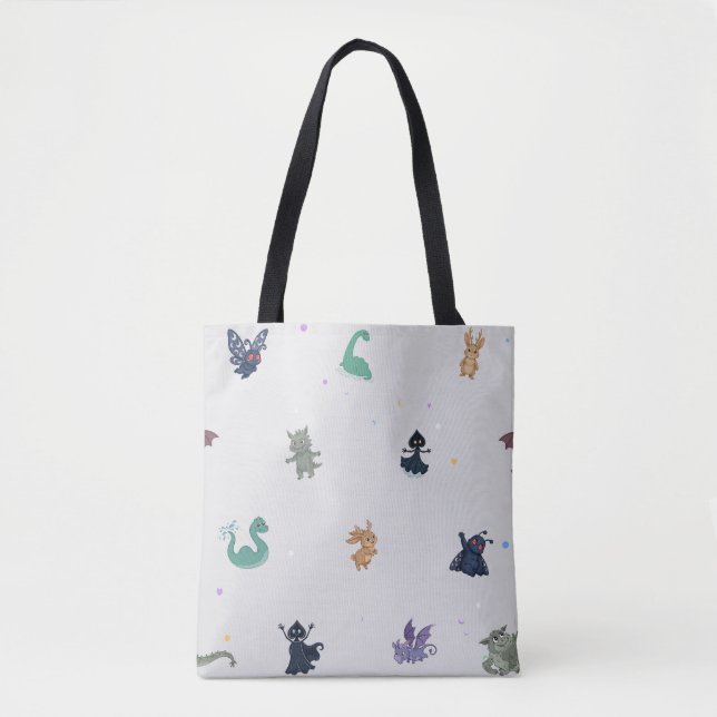 Tela Bolso de mano con estampado de críptidos Mothman y (Anverso)