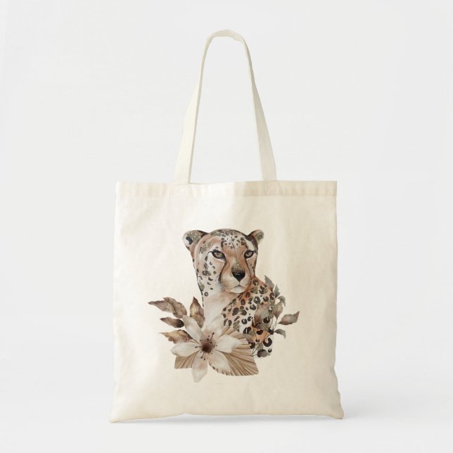 Tela Bolso de mano con estampado de leopardo (Frente)