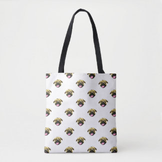 Tela Bolso de mano con estampado de Pug blanco