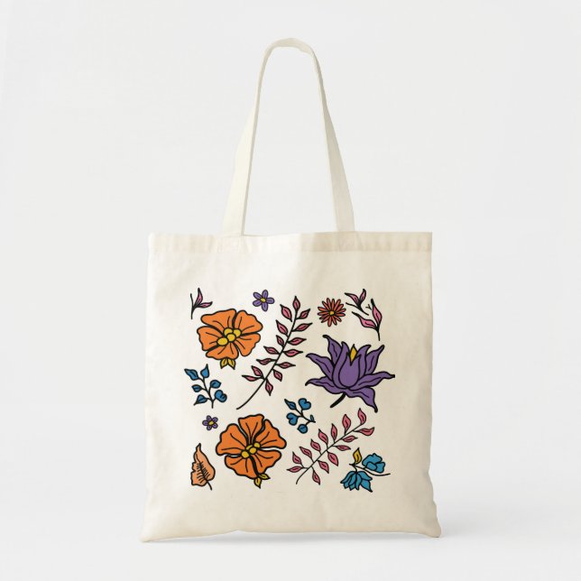 Tela Bolso de mano con estampado floral (Frente)