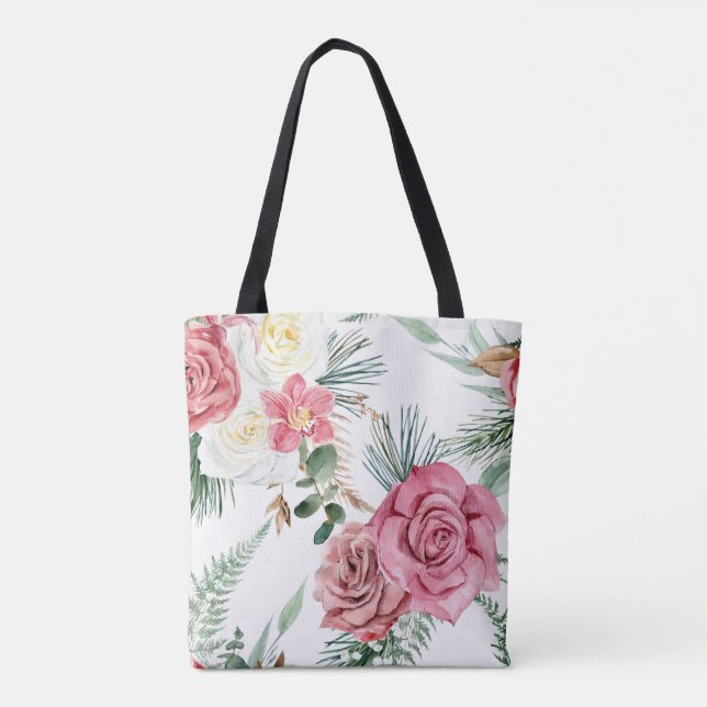 Tela Bolso de mano con estampado floral (Reverso)